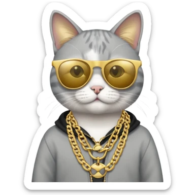 Rengi gri beyaz olaolan rapci kedi sticker