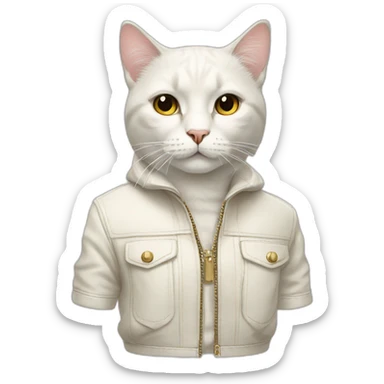 Off white fashionable cat sticker