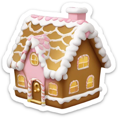 light pink and gold and white gingerbread house sticker