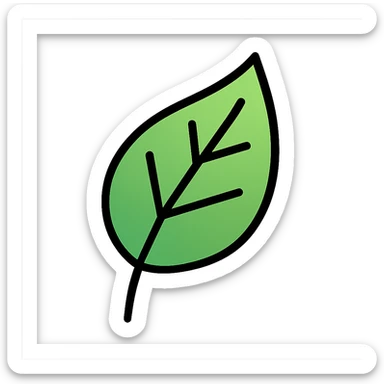 green leaf icon with subtle gradient, black outline, modern color icon style sticker