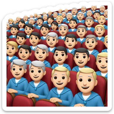 theater chorus seats filled with stone revelers sticker