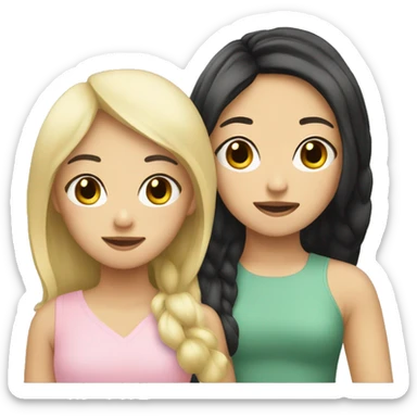 Asian and blonde girl besties sticker