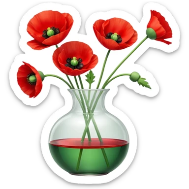 poppy flowers in a clear vase sticker