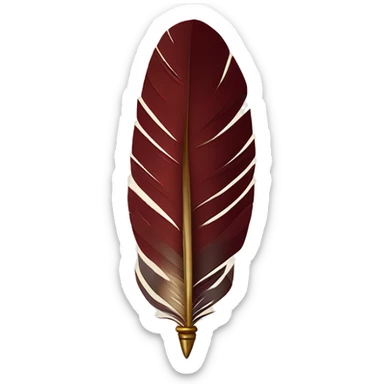 a maroon feather quill and an open SCROLL sticker