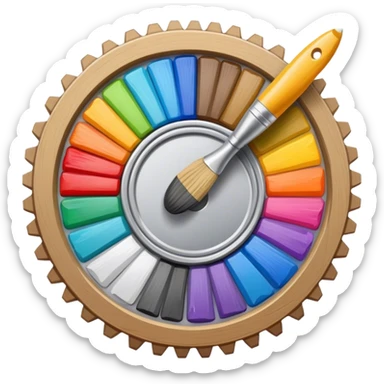 I would like a gear with a pad of paper and a paintbrush sticker