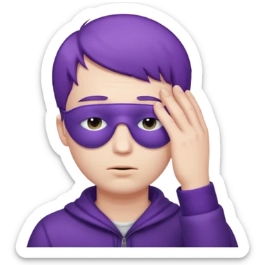 men with purple short hair which cover eyes sticker