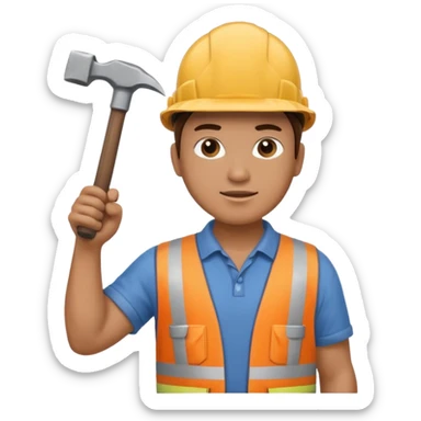 mach mir einen bauarbeiter von hinten der die rechte hand gehoben hat mit einem hammer drinnen sticker