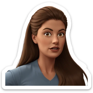 girl with long brown hair sticker