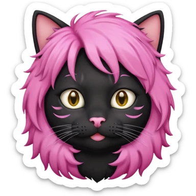Black cat wearing a male pink hair wig sticker