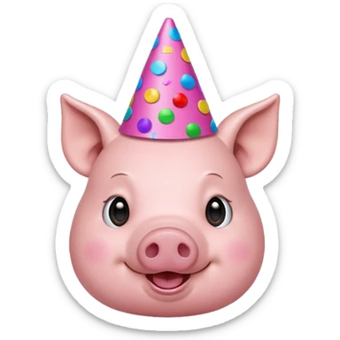 Party Pig – small pig with cone party hat and confetti sticker