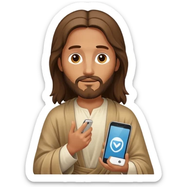 Jésus sur son téléphonesur son téléphone en train de le regarder sticker