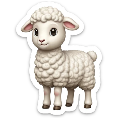 cinematic-[realistic lamb]-realistic-full-body-standing-emoji,-tail-flicking-lazily,-head-tilted-dramatically,-curly-[white]-fur,-simplified-yet-realistic-focused-features,-highly-detailed,-glowing-with-an-almost-sarcastic-glow sticker