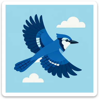 Flat design style blue jay in the sky sticker