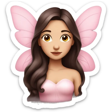 Beautiful, rose, fairy, pink, long dark brown hair, big wings, fair skin sticker