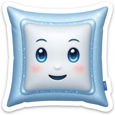 simple magical white pillow emoji, with a frosty, sparkling aura and subtle blue-silver shimmer sticker