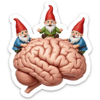 3 garden gnome emojis on brain emoji sticker