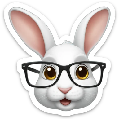 rabbit with glasses holding an ipad sticker