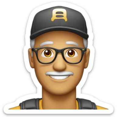 Hombre 60 años con gafas i gorra sticker