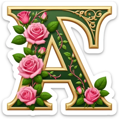 A letter 'A' decorated with the flowers sticker