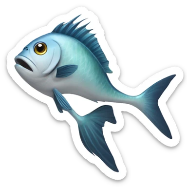 Moyai wih a body fish sticker