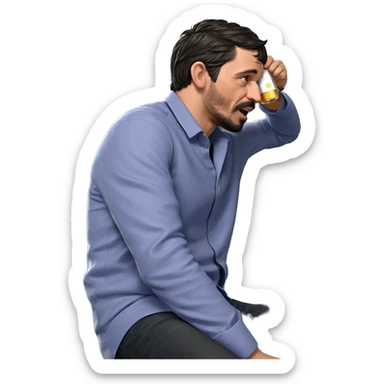 young man enjoying a beer sticker