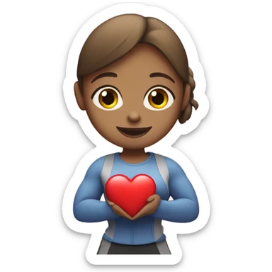 Cute lady weight lifter with heart sticker