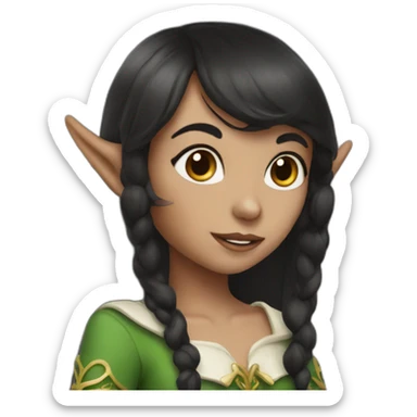 Elf girl with dark hair  sticker