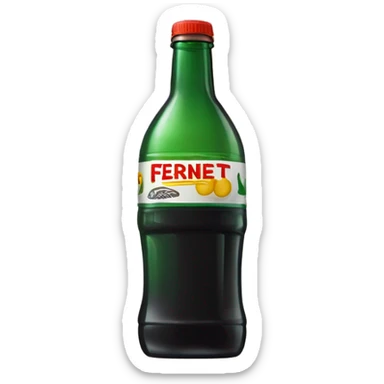 Fernet con coca servido en una botella de plástico cortada a la mitad sticker