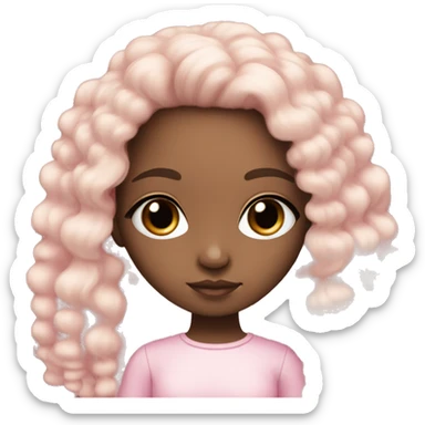 Brown doll eyes, black hair, feminine, pink, girl, angelic sticker