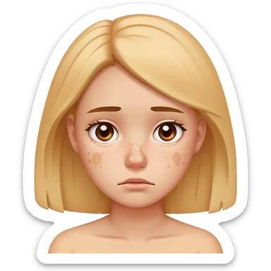 a girl with acne and looking sad sticker