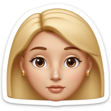 A 3D cartoon woman with a shiny metallic nose pin clearly visible on her left nostril, soft skin tone, Memoji-style lighting. sticker
