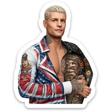 realistic tattooed male portrait sticker