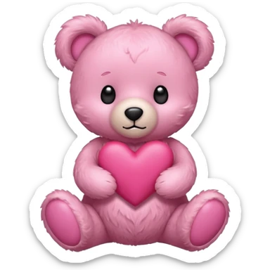 pink cute teddy bear sending hearts and love sticker