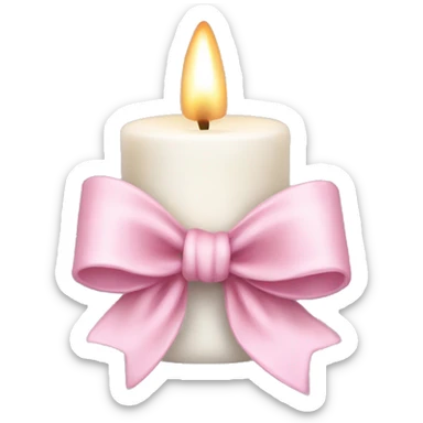 White candle light pink bow sticker