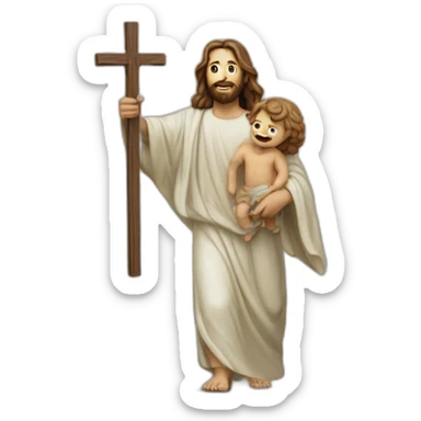 jesus carrying a coran hyperrealistic sticker