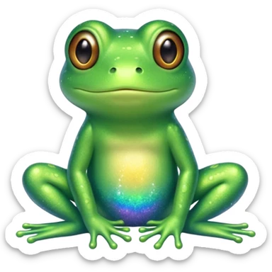 Glitter Green Frog cute sticker