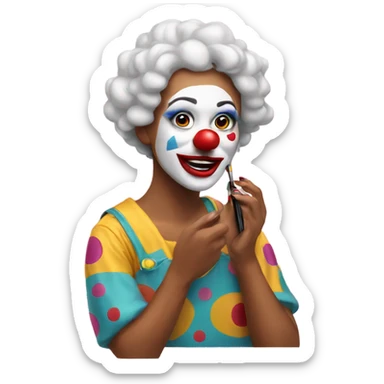 A clown putting on makeup  sticker