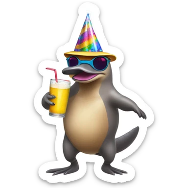 platypus living its best life and partying sticker