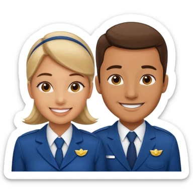 female flight attendant working with her male colleague sticker