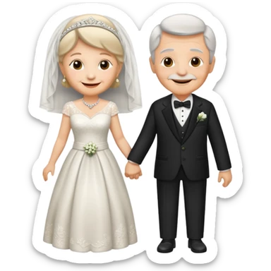 old couple in wedding setup sticker