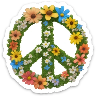 Peace sign with flowers sticker