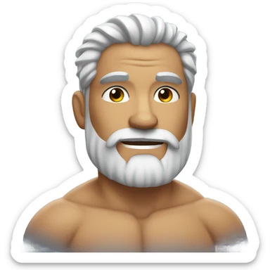 Hot bearded shirtless muscled dad, salt and pepperhair sticker