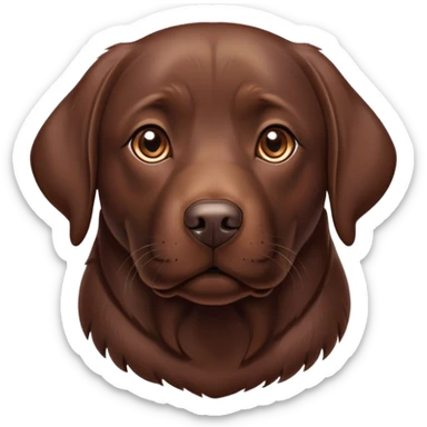 Cinematic Noble Chocolate Labrador Portrait Emoji, Poised and regal, with a robust, muscular build and a rich, glossy chocolate Fur, deep-set soulful brown eyes, Simplified yet sharp and sophisticated features, highly detailed, glowing with a soft, dignified glow, high shine, intelligent and gentle, stylized with an air of confidence, focused and attentive, soft glowing outline, capturing the essence of a watchful and loving companion, so majestic it feels as though it could bound out of the screen with effortless authority! sticker