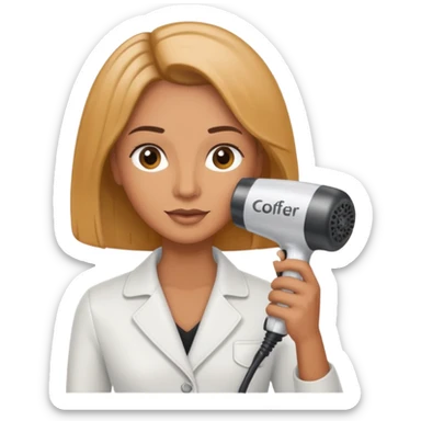 Parrucchiera con il phon in mano e la scritta coiffeur assunta sticker