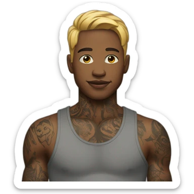 Young man with bodysuit tattoo sticker