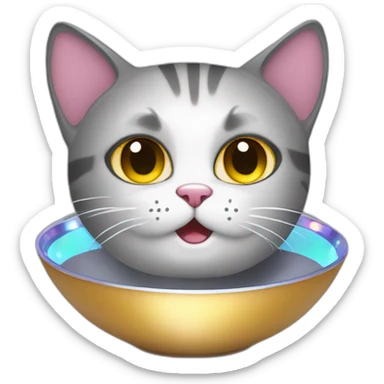 Cat with disco bowl sticker