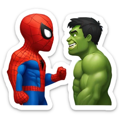 Spiderman kiss hulk sticker