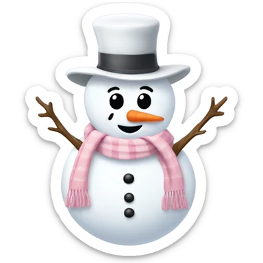 Cute white and light pink snowman sticker