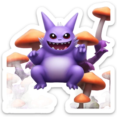 Gengar on on mushrooms sticker