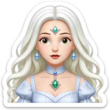 Good Witch of the North from the Wizard of Oz with long white hair, white outfit sticker